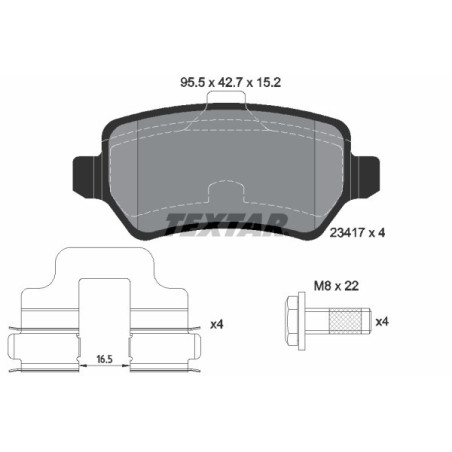 TEXTAR 2341781 Plaquettes de frein arrière pour Astra Zafira Meriva Astravan Corsa