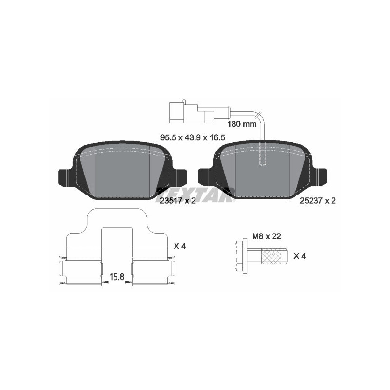 TEXTAR 2351705 Plaquettes de frein arrière pour Alfa MiTo