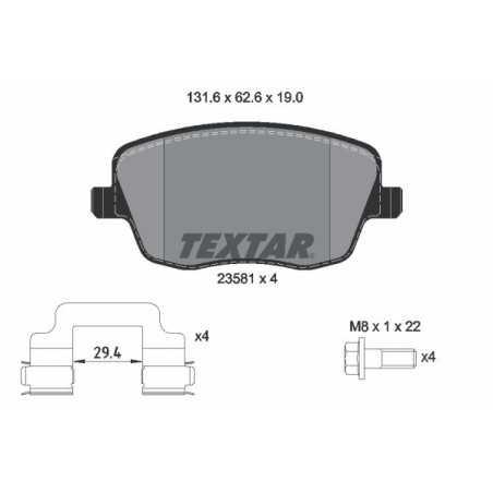 TEXTAR 2358101 Brake Pads Set Front for Polo Fabia Ibiza Roomster