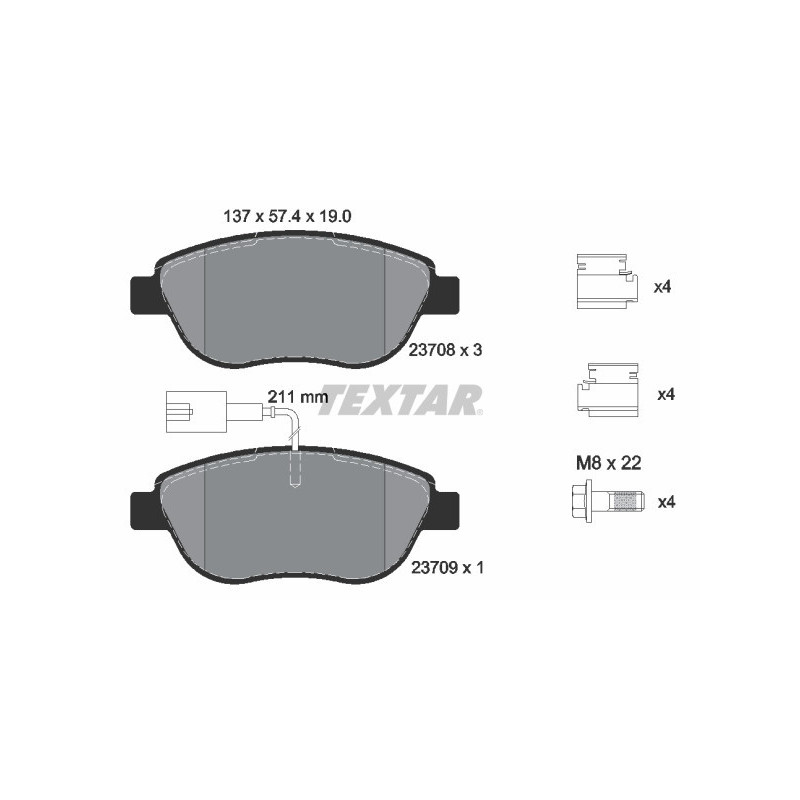 TEXTAR 2370881 Bremsbeläge Vorne für Doblo Stilo Combo Multipla Idea Bravo Delta Linea