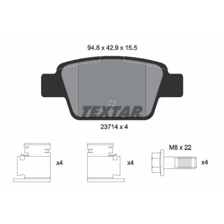 TEXTAR 2371481 Pastillas de freno trasero para Stilo MiTo Multipla Bravo Delta Linea