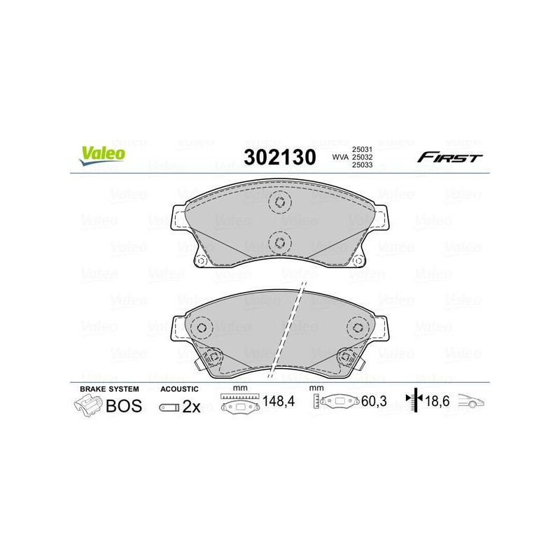 Plaquettes de frein Avant pour Chevrolet Opel Vauxhall VALEO 302130