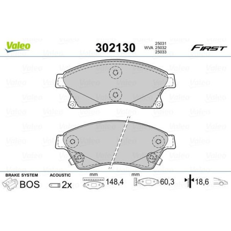 Pastiglie freno Anteriore per Chevrolet Opel Vauxhall VALEO 302130