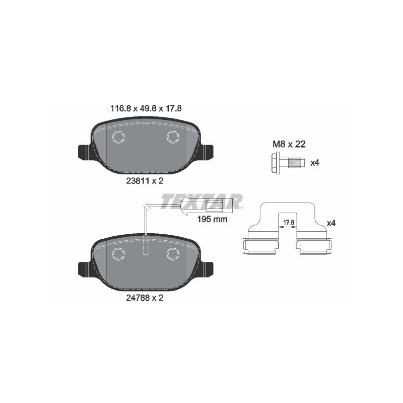 TEXTAR 2381101 Plaquettes de frein Arrière pour