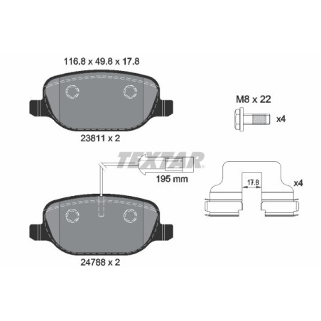 TEXTAR 2381101 Brake Pads Set Rear for Alfa Giulietta