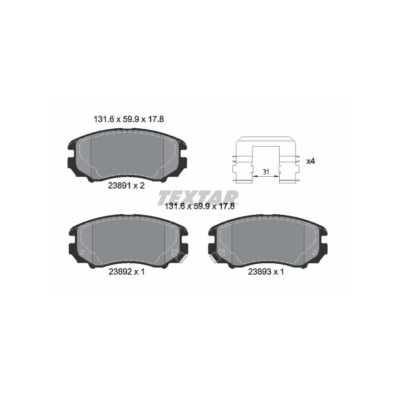 TEXTAR 2389105 Brake Pads Set Front for Magentis Sportage Sonata Tucson