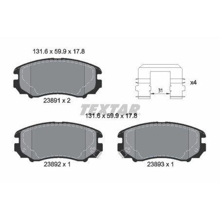 TEXTAR 2389105 Plaquettes de frein avant pour Magentis Sportage Sonata Tucson