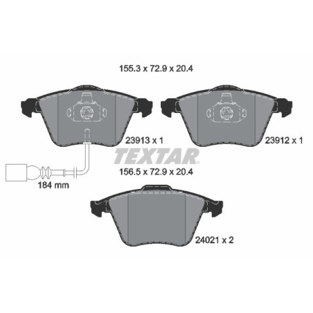 TEXTAR 2391301 Brzdové platničky predný pre Golf TT Scirocco A3 Leon