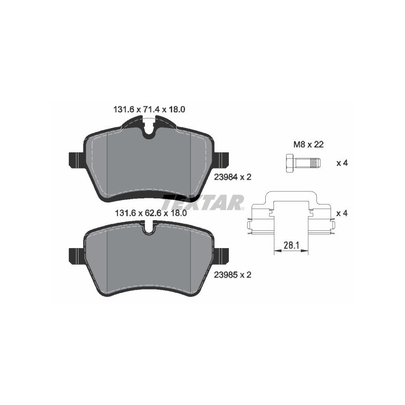 TEXTAR 2398404 Bremsbeläge Vorne für Countryman Paceman Convertible Hatchback Clubman