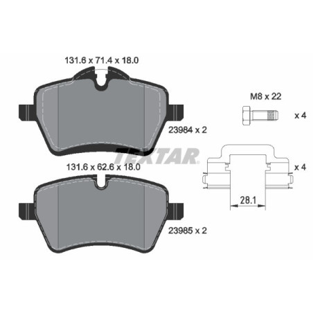 TEXTAR 2398404 Brake Pads Set Front for Countryman Paceman Convertible Hatchback Clubman Coupe