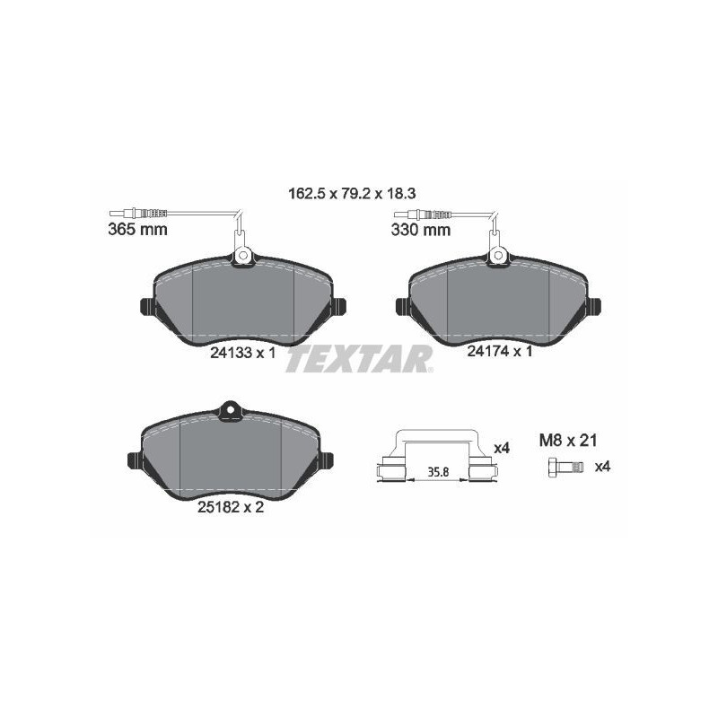 TEXTAR 2413303 Pastiglie freno anteriore per 407 C5 C6