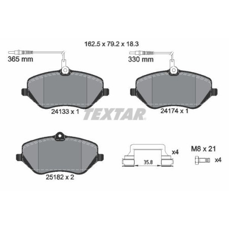 TEXTAR 2413303 Brzdové destičky přední pro 407 C5 C6
