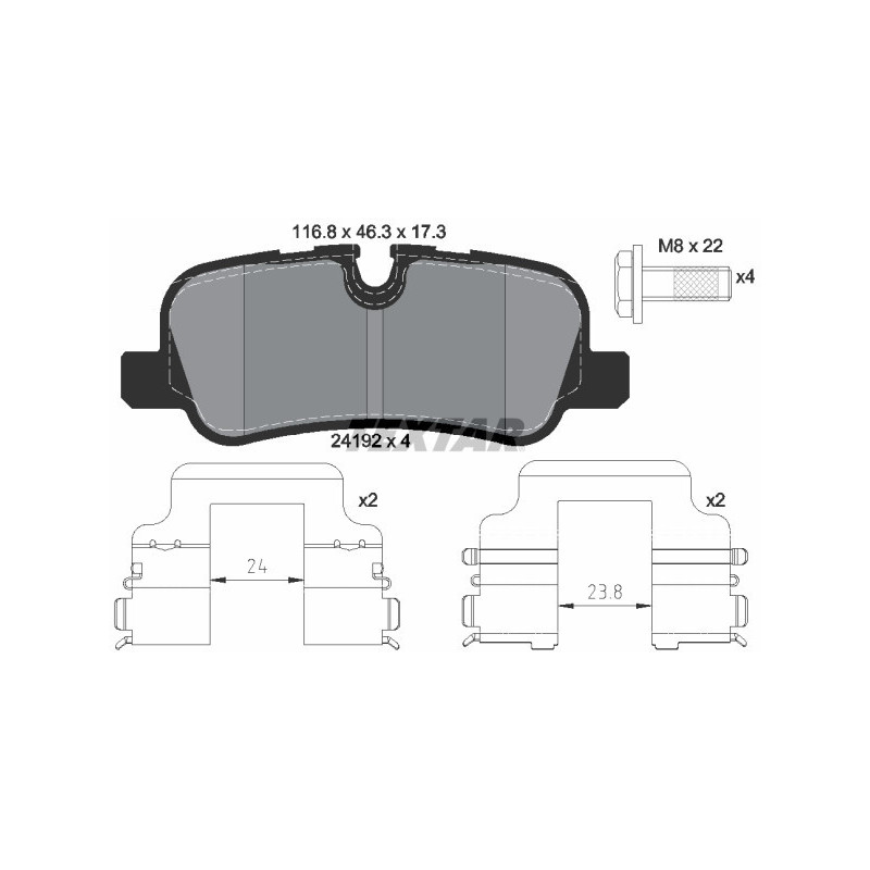 TEXTAR 2419204 Pastillas de freno trasero para Land Rover Discovery Range Rover Sport