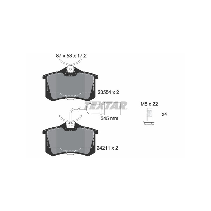 TEXTAR 2421101 Pastillas de freno trasero para Audi A4