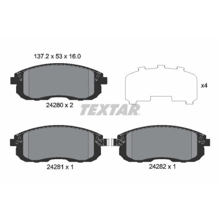 TEXTAR 2428001 Pastillas de freno delantero para SX4 Sedici Cube Skyline