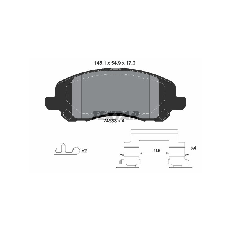 TEXTAR 2458301 Klocki hamulcowe przód dla Patriot Compass Caliber Avenger Sebring Eclipse