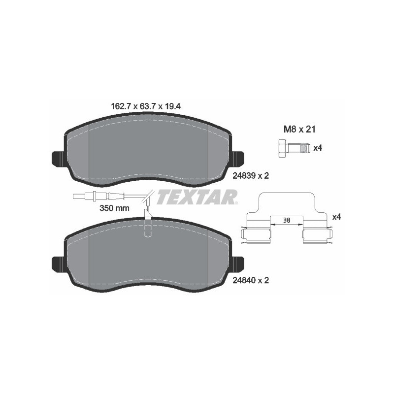 TEXTAR 2483901 Pastiglie freno anteriore per 807 C8 Phedra Ulysse