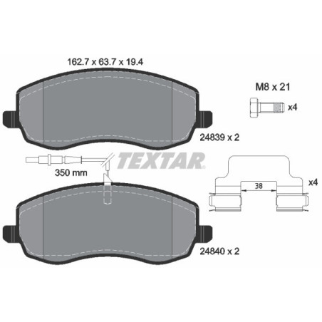 TEXTAR 2483901 Pastiglie freno anteriore per 807 C8 Phedra Ulysse