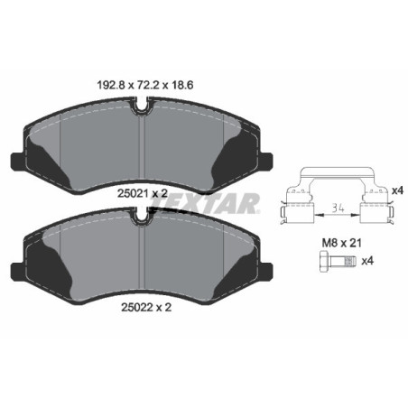 TEXTAR 2502101 Pastillas de freno delantero para Land Rover Range Rover