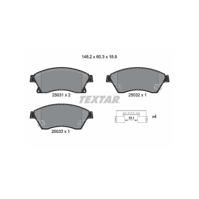 TEXTAR 2503181 Brzdové platničky predný pre Astra Cruze Aveo