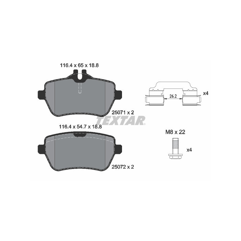 TEXTAR 2507101 Brake Pads Set Rear for Mercedes SL