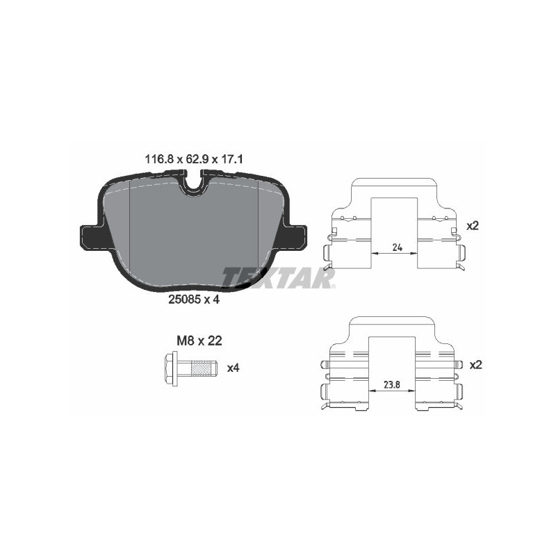 TEXTAR 2508501 Brzdové destičky zadní pro Land Rover Range Rover Rover Sport