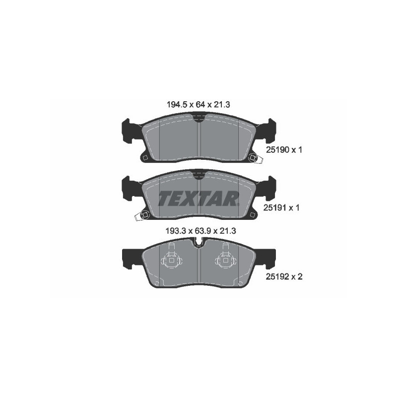 TEXTAR 2519001 Brzdové platničky predný pre
