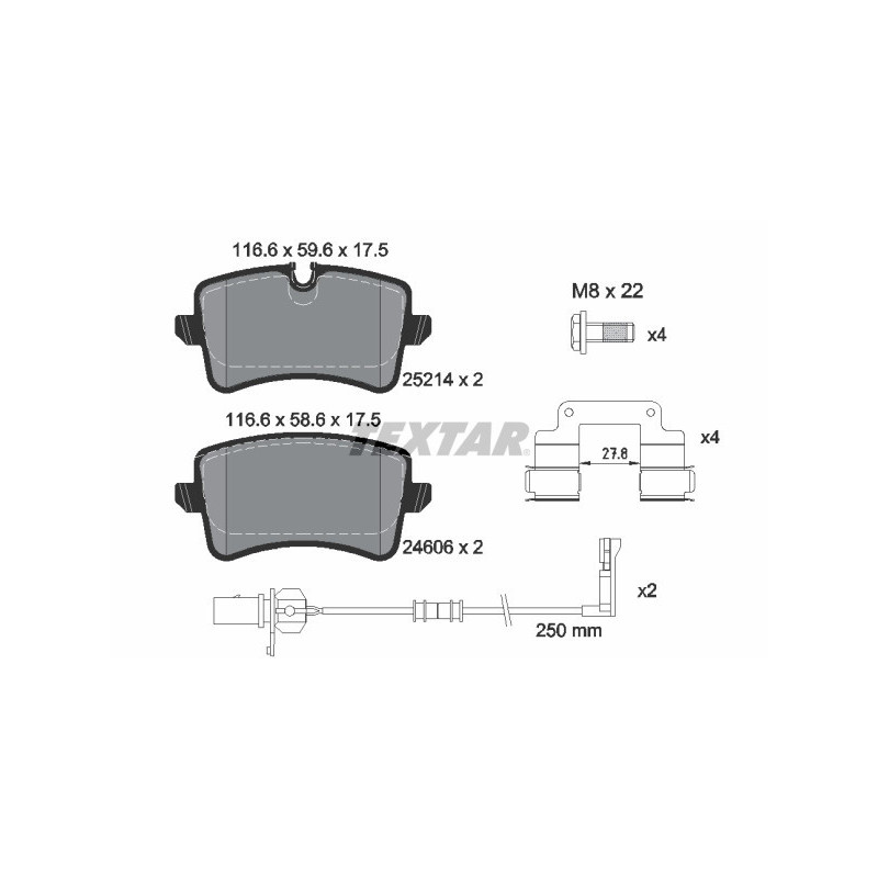 TEXTAR 2521405 Brzdové destičky zadní pro Audi A8