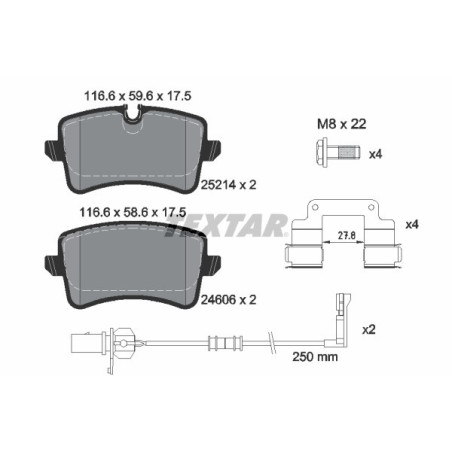 TEXTAR 2521405 Pastillas de freno trasero para Audi A8