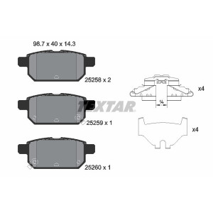 TEXTAR 2525801 Brake Pads Set Rear for Swift Vitara SX4 Baleno
