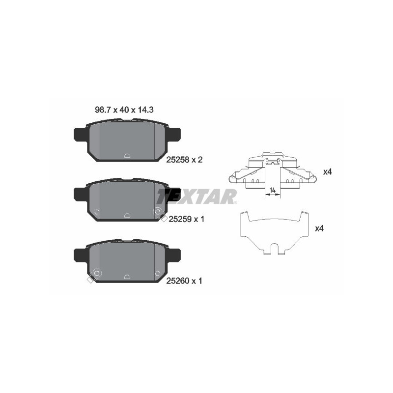TEXTAR 2525801 Pastiglie freno posteriore per Swift Vitara SX4 Baleno