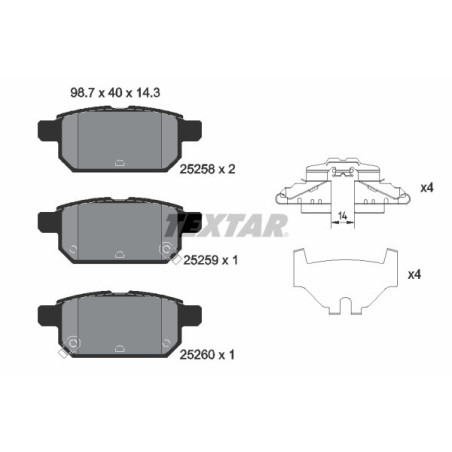 TEXTAR 2525801 Pastiglie freno posteriore per Swift Vitara SX4 Baleno