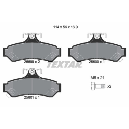 TEXTAR 2559901 Pastillas de freno trasero para Toyota Camry Avalon