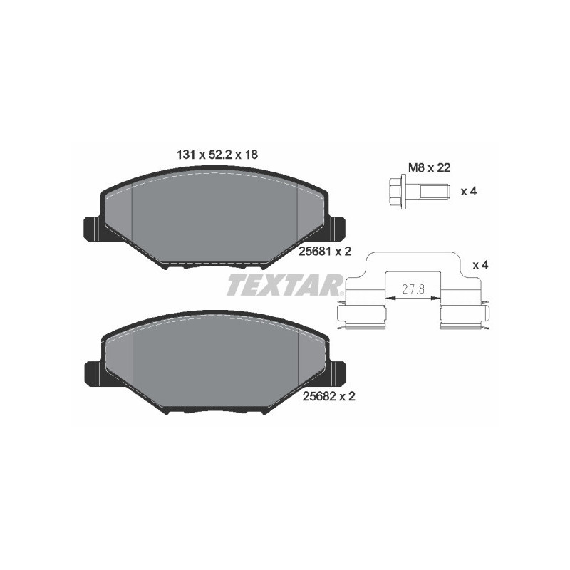 TEXTAR 2568101 Brake Pads Set Front for Fabia Polo Rapid Ameo