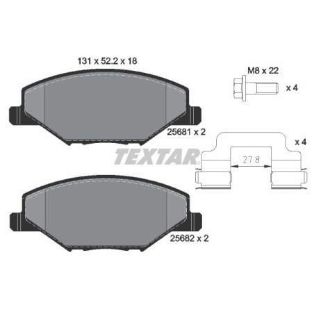 TEXTAR 2568101 Brake Pads Set Front for Fabia Polo Rapid Ameo