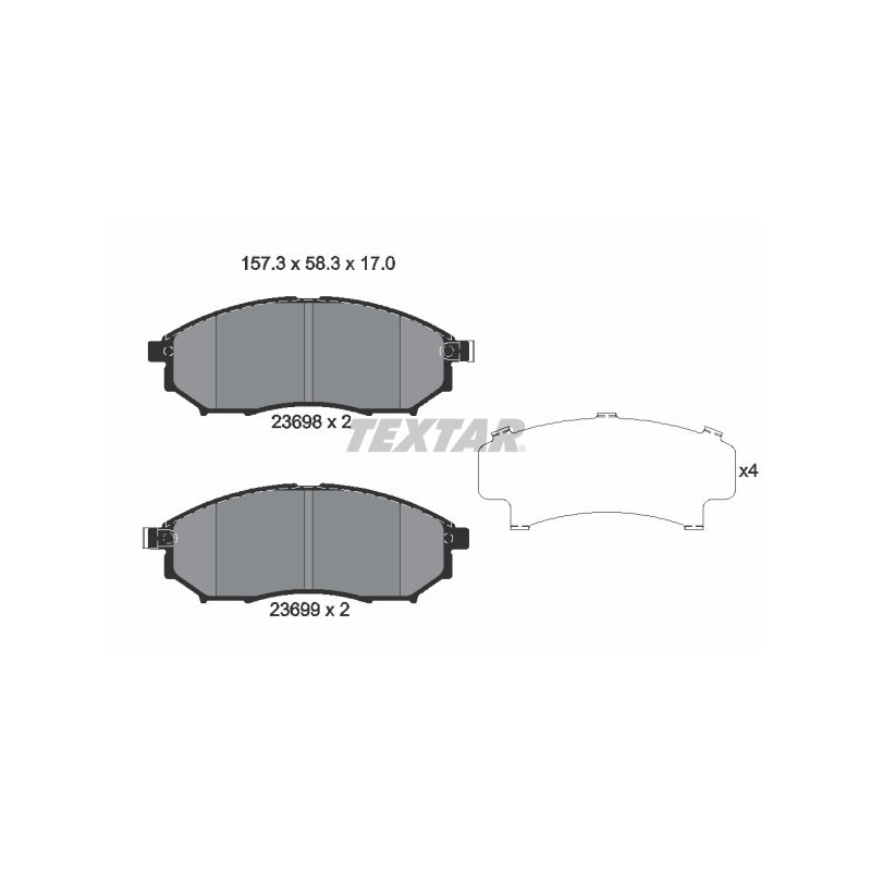 TEXTAR 2369803 Pastiglie freno anteriore per G Pathfinder Q60 EX M NP300 QX50 M37 Murano