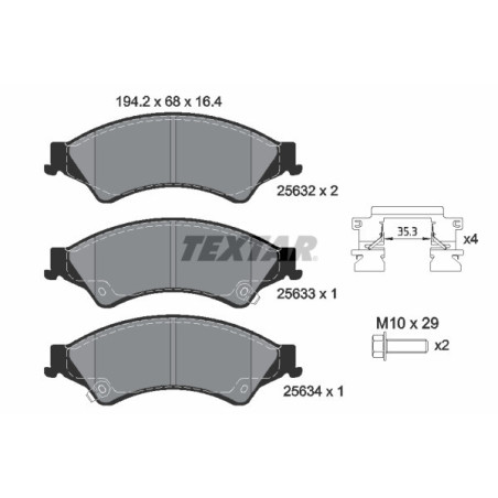 TEXTAR 2563201 Brake Pads Set Front for Ranger BT-50