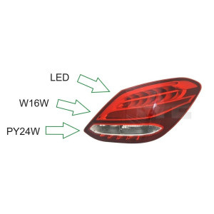 Rear Light Right for Mercedes C-Class W205 Saloon / Sedan (2014-2018) - TYC 11-6755-16-2