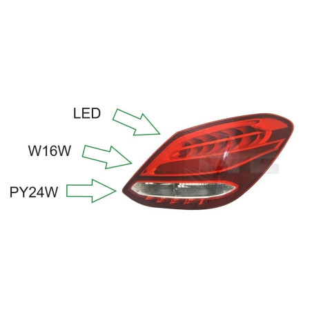 Lampa Tylna Prawa dla Mercedes Klasa C W205 Sedan (2014-2018) - TYC 11-6755-16-2