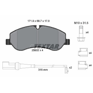 TEXTAR 2560201 Brzdové platničky predný pre Ford Transit
