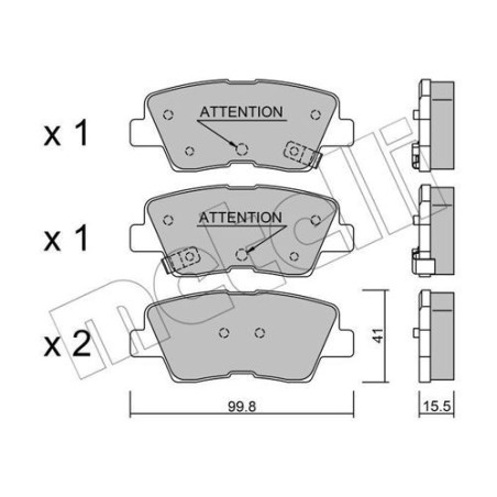 METELLI 22-0886-1 Brake Pads Set Rear for