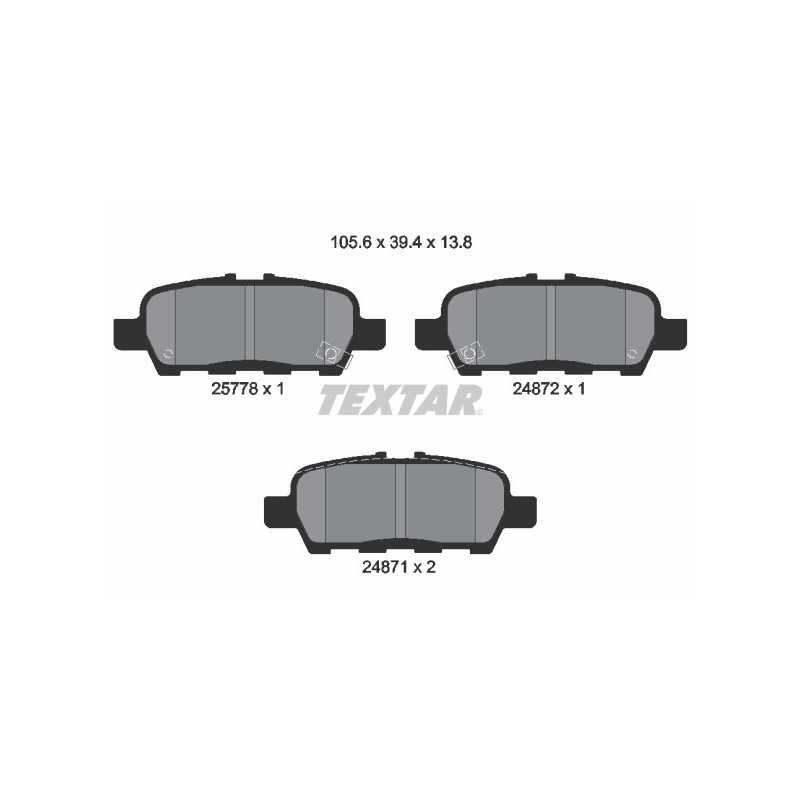 TEXTAR 2577801 Plaquettes de frein arrière pour Juke Altima Q50 Koleos FX G EX Q60 Sentra