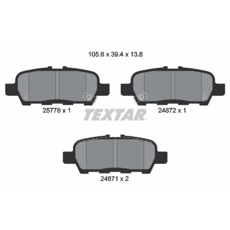 TEXTAR 2577801 Brzdové platničky zadný pre Juke Altima Q50 Koleos FX G EX Q60 Sentra Q70
