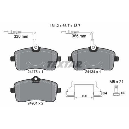 TEXTAR 2417501 Brake Pads Set Front for Peugeot 407