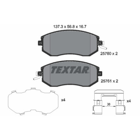 TEXTAR 2576001 Brake Pads Set Front for Forester Impreza Outback Legacy XV Brz GT