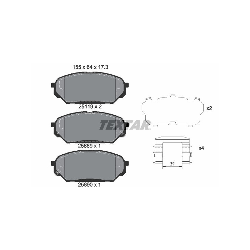 TEXTAR 2511901 Plaquettes de frein avant pour Hyundai ix55