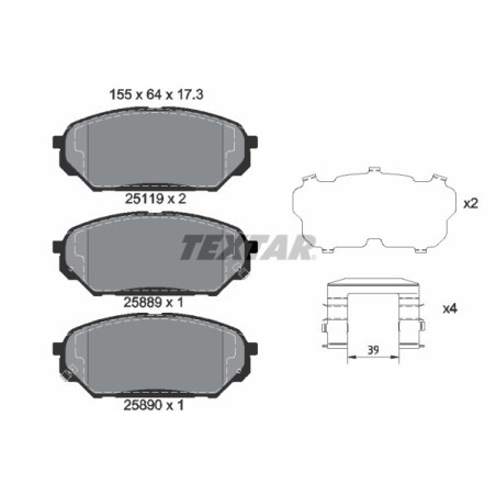 TEXTAR 2511901 Brake Pads Set Front for Hyundai ix55