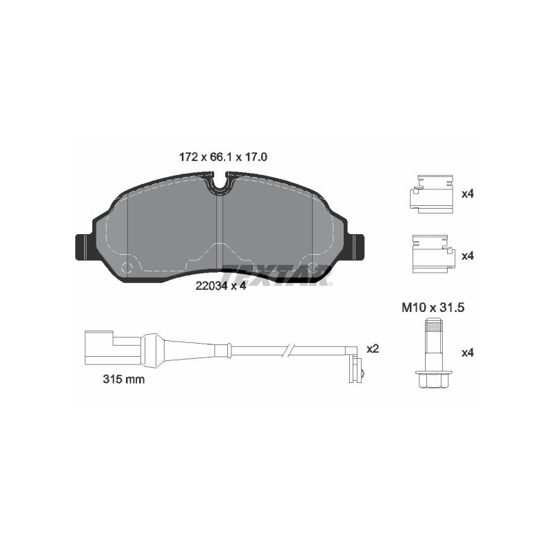 TEXTAR 2203401 Brake Pads Set Front for Ford Transit