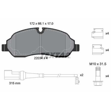 TEXTAR 2203401 Bremsbeläge Vorne für Ford Transit