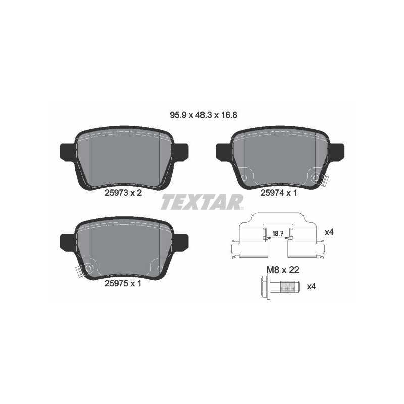TEXTAR 2597301 Brake Pads Set Rear for Fiat 500L